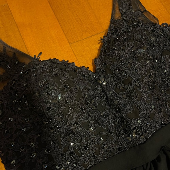 Navy beaded corset back dress - Picture 2 of 6